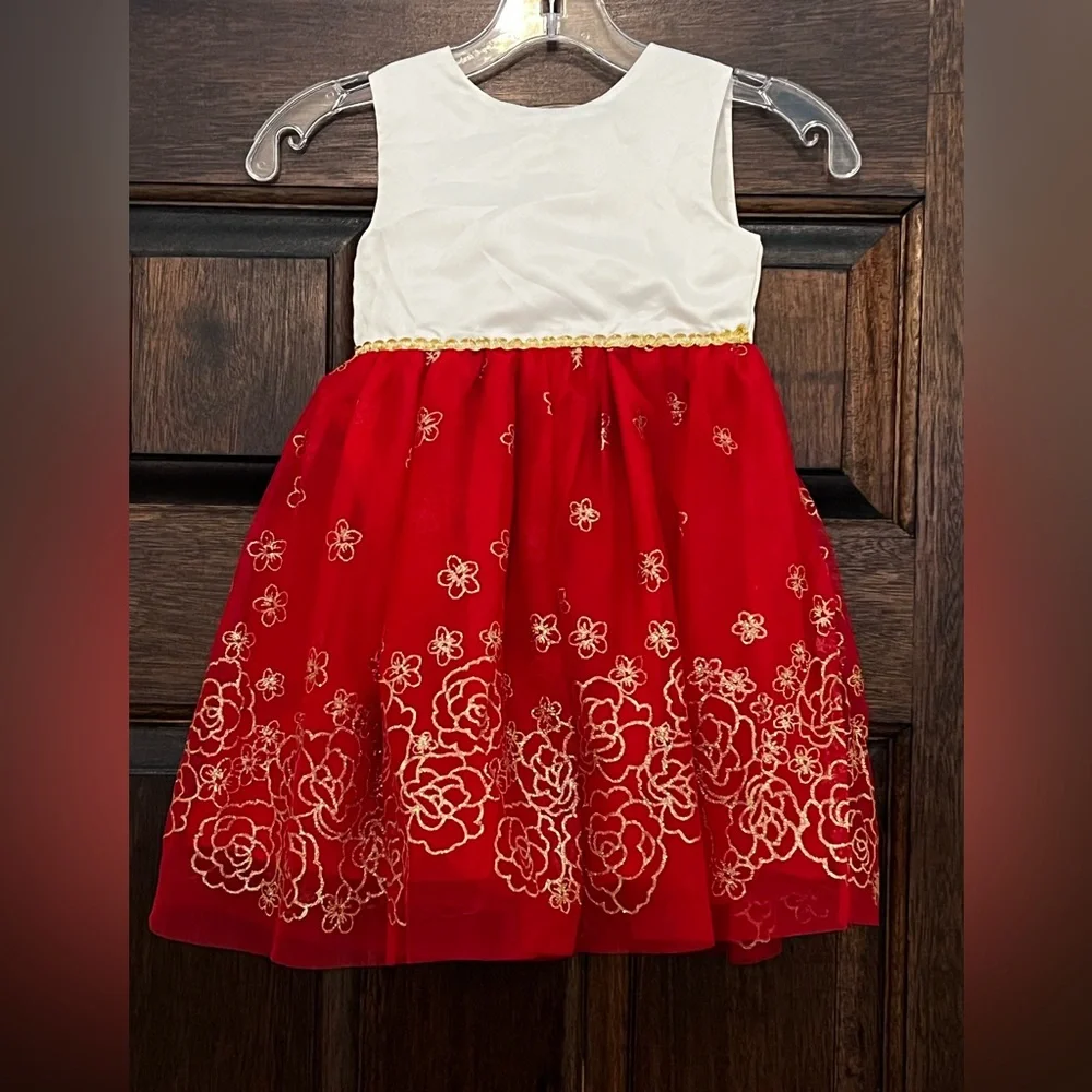 Blueberi Boulevard White and Red Floral Tulle Dress - Picture 3 of 7